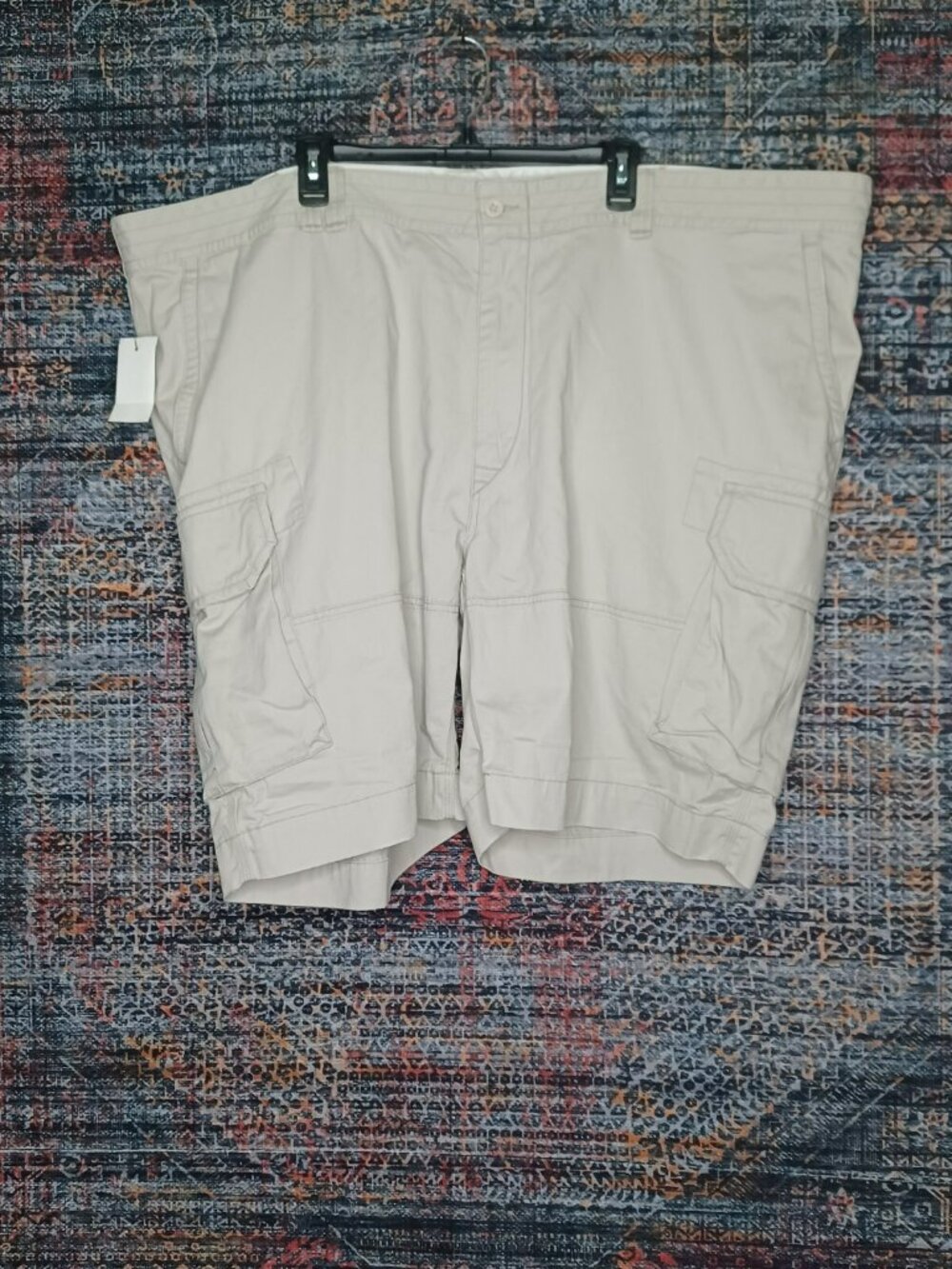 POLO Ralph Lauren mens solid light khaki flap chino cargo shorts 56B BIG NWT